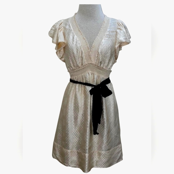 BCBG MaxAzria 100% Silk Ruffle Cap Sleeve Size XS - Picture 6 of 9